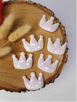 Патч с пайетками "Корона" 3,2*3,5см. (белый), ОСТАТОК 1ШТУКА